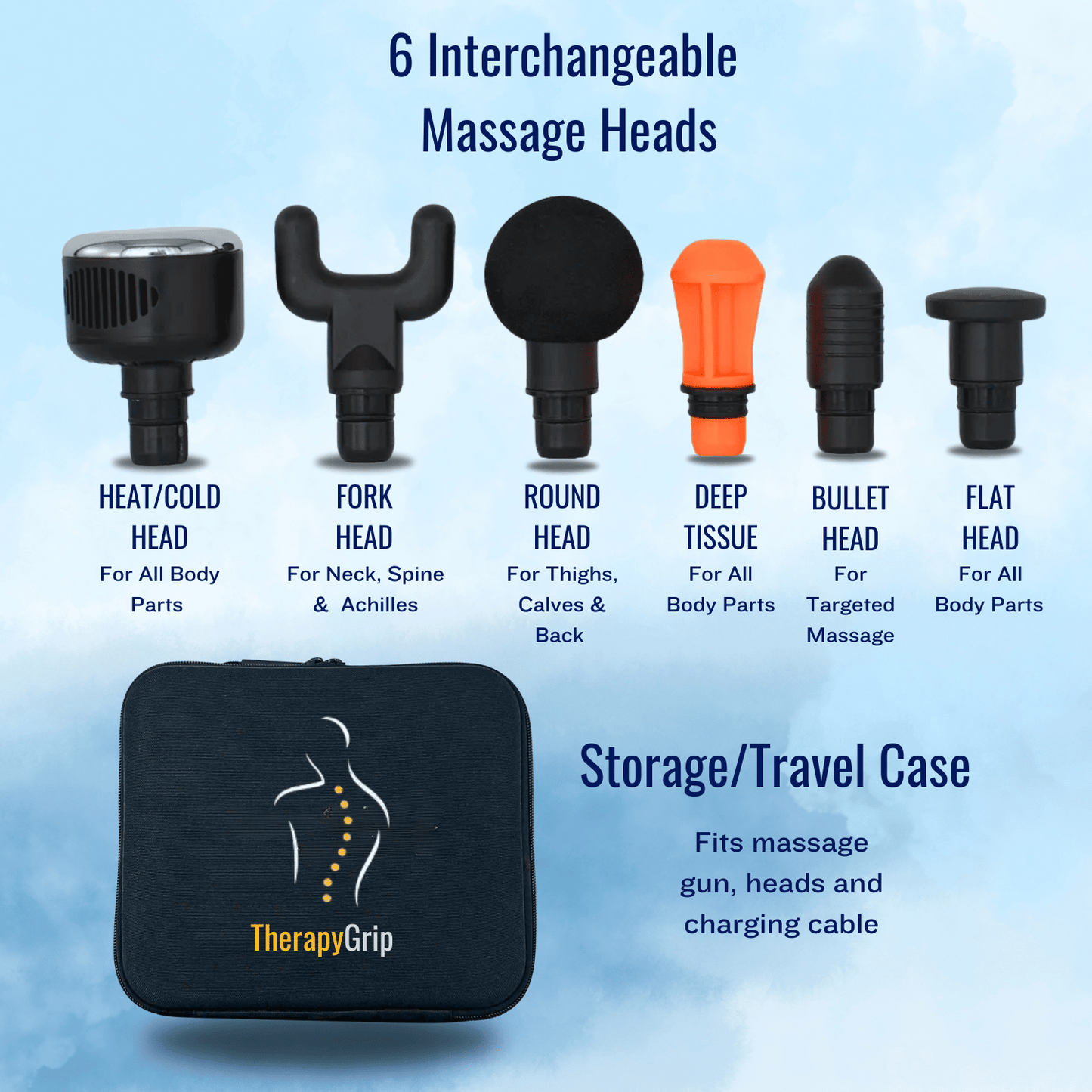 TherapyGrip Professional Massage Gun & Extended Handle - Complete System